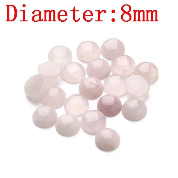 rose quartz 8mm 20 шт./лот 6/8/10/12 мм пурпурные аметисты Натуральный камень кость круглые промежуточные бусины Кабошон-Камея подходит Подвески Bsase лоток для ювелирных изделий - Цвет: rose quartz 8mm