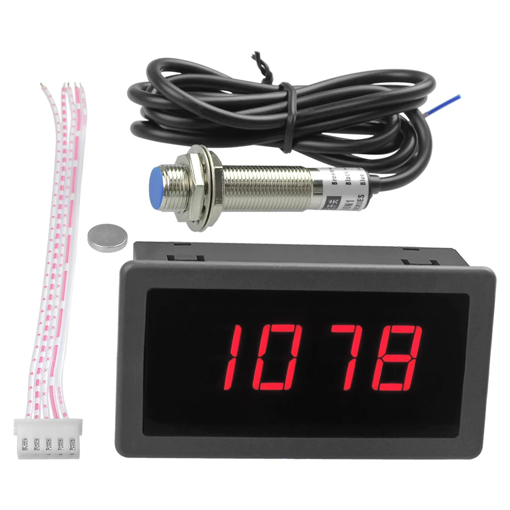 4 цифровой светодиодный синий Тахометр RPM измеритель скорости + датчик