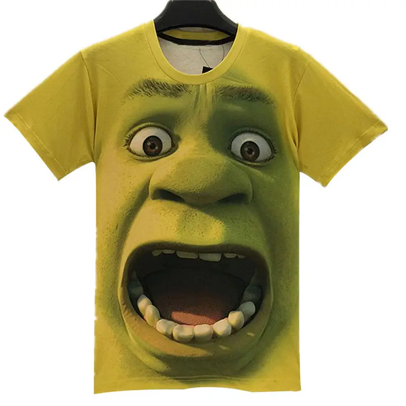 Футболка KYKU Shrek забавная футболка в стиле хип хоп с коротким рукавом и 3d