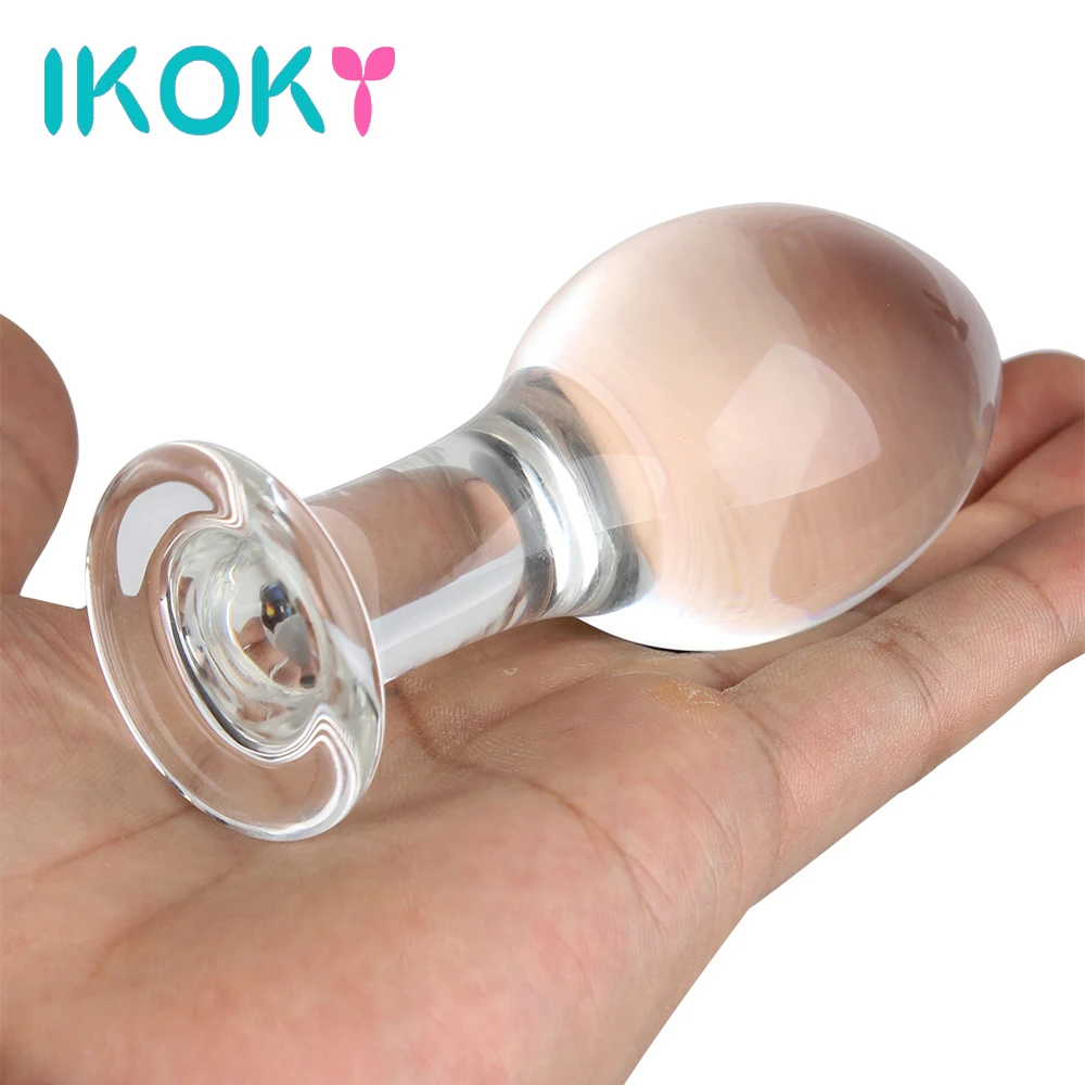 Анальная пробка IKOKY большая стеклянная для мастурбации Хрустальный