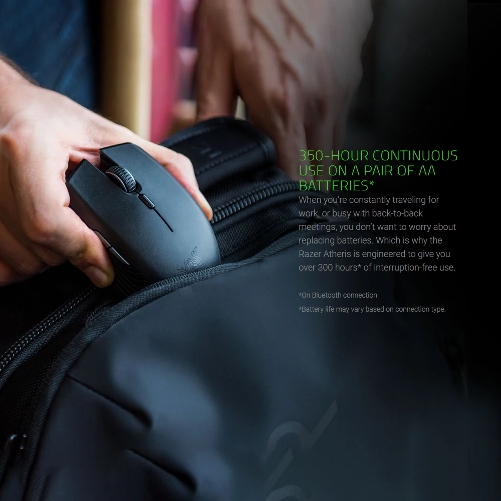 Беспроводная Мышь razer Atheris с Bluetooth, Мини Портативная игровая мышь для геймеров, Ambidextrous, 7200 dpi, оптический сенсор, 2,4 ГГц, для работы и игр