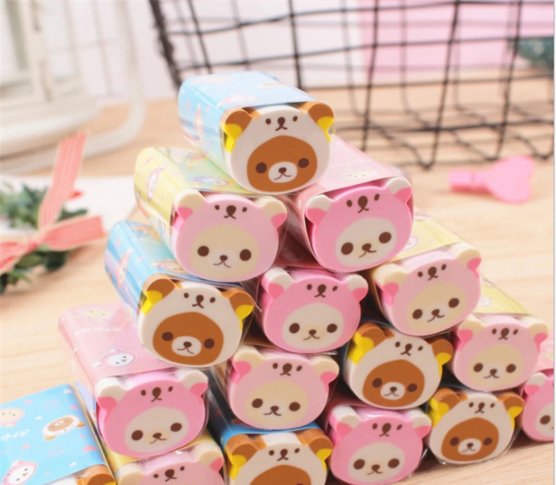 30 шт. каваири-ластики, креативные ластики из мультфильма Rilakkuma для школы, милые офисные принадлежности, милый ластик с медведем для студентов, подарок для детей