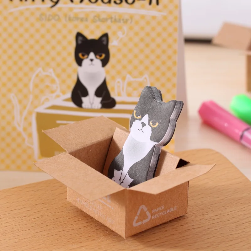 3D Kawaii Cat Dog Box милые наклейки из мультфильмов корейские канцелярские принадлежности Липкие заметки офисные школьные принадлежности блокнот для скрапбукинга