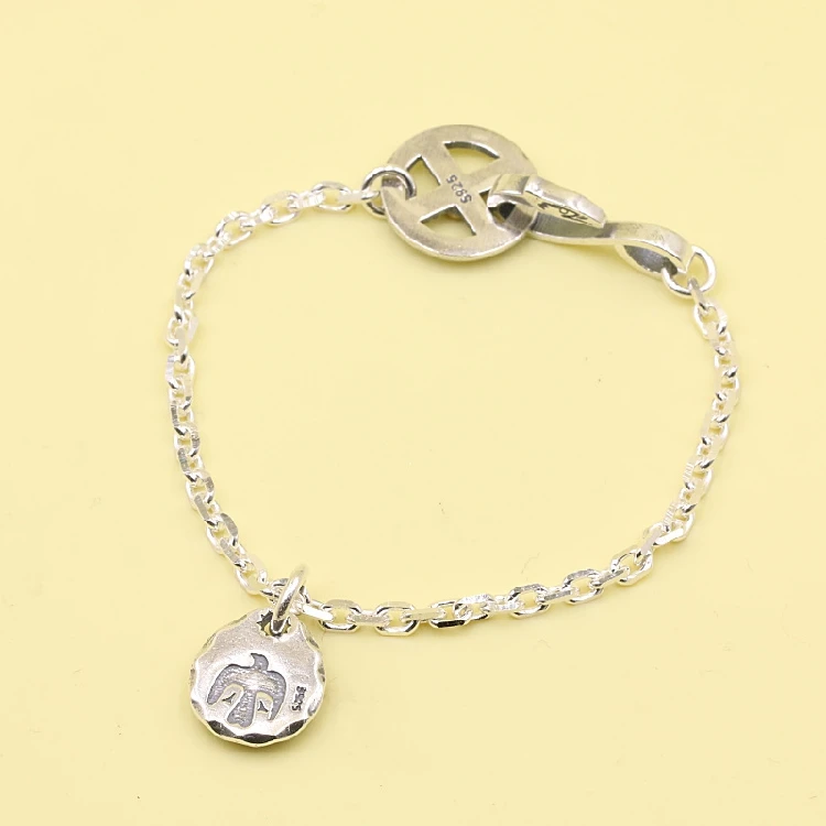 Браслет цепочка ручной работы из серебра 925 пробы с орлом мужской и женский