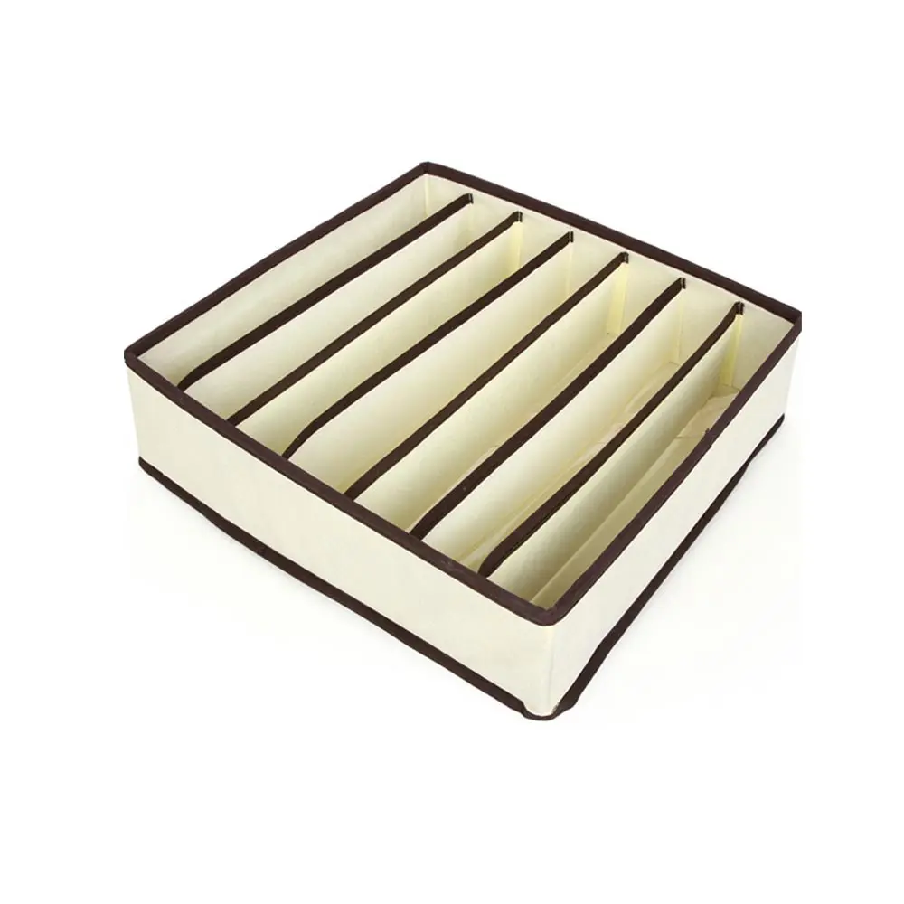 7 grids-Beige Стиль складной ящик для хранения для обуви Органайзер для шкафа, гардероба Носок Бюстгальтер Нижнее бельё для девочек хлопок сумки для хранения - Цвет: 7 grids-Beige
