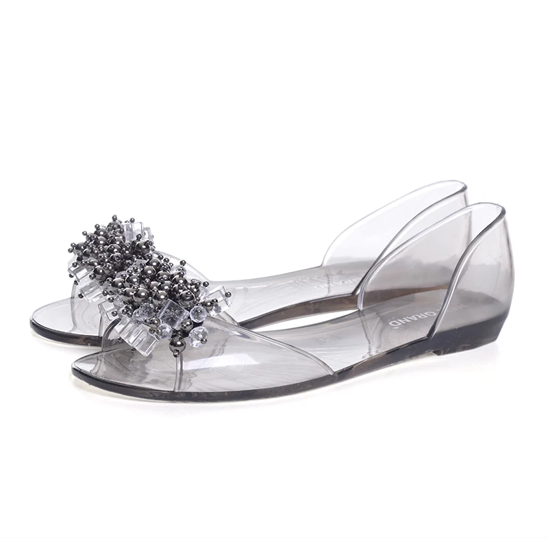 Новинка шикарные прозрачные сандалии женская летняя модная обувь на плоской