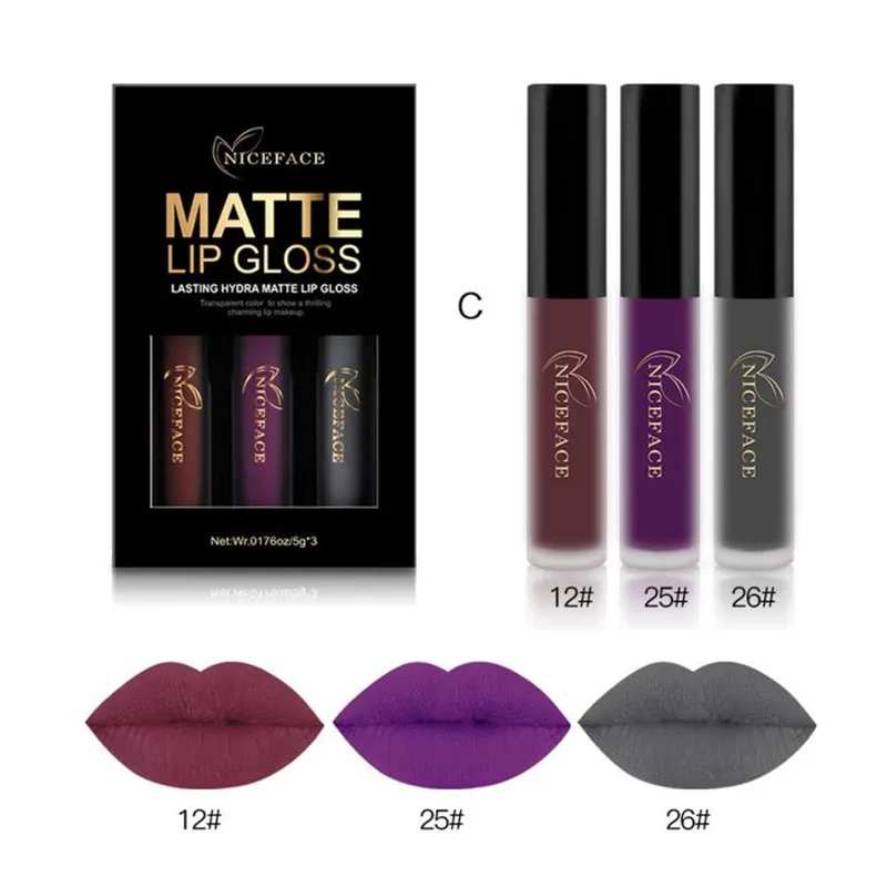 3 шт. водостойкая Матовая жидкая губная помада косметический блеск для губ набор