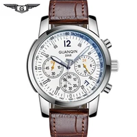 guanqin 2019 watch men business quartz watch waterproof sport watch top brand luxury leather chronograph relogio horloges mannen