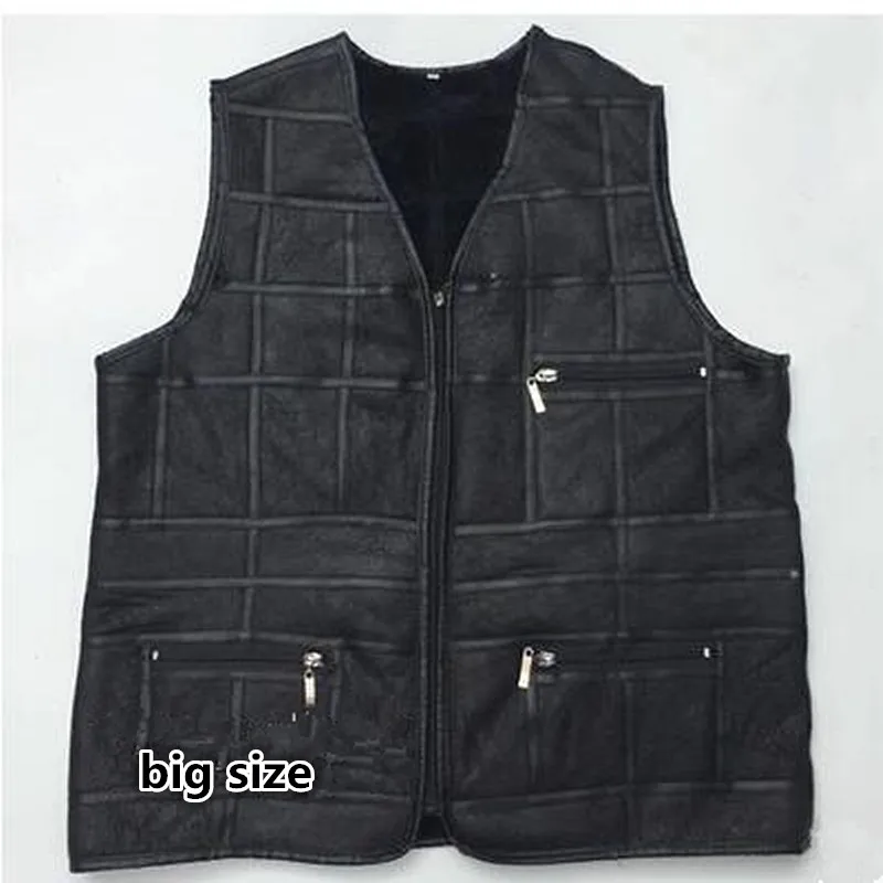 2018 элитного бренда Мужские Кожаные Жилеты большой размер реальный Shearling vest