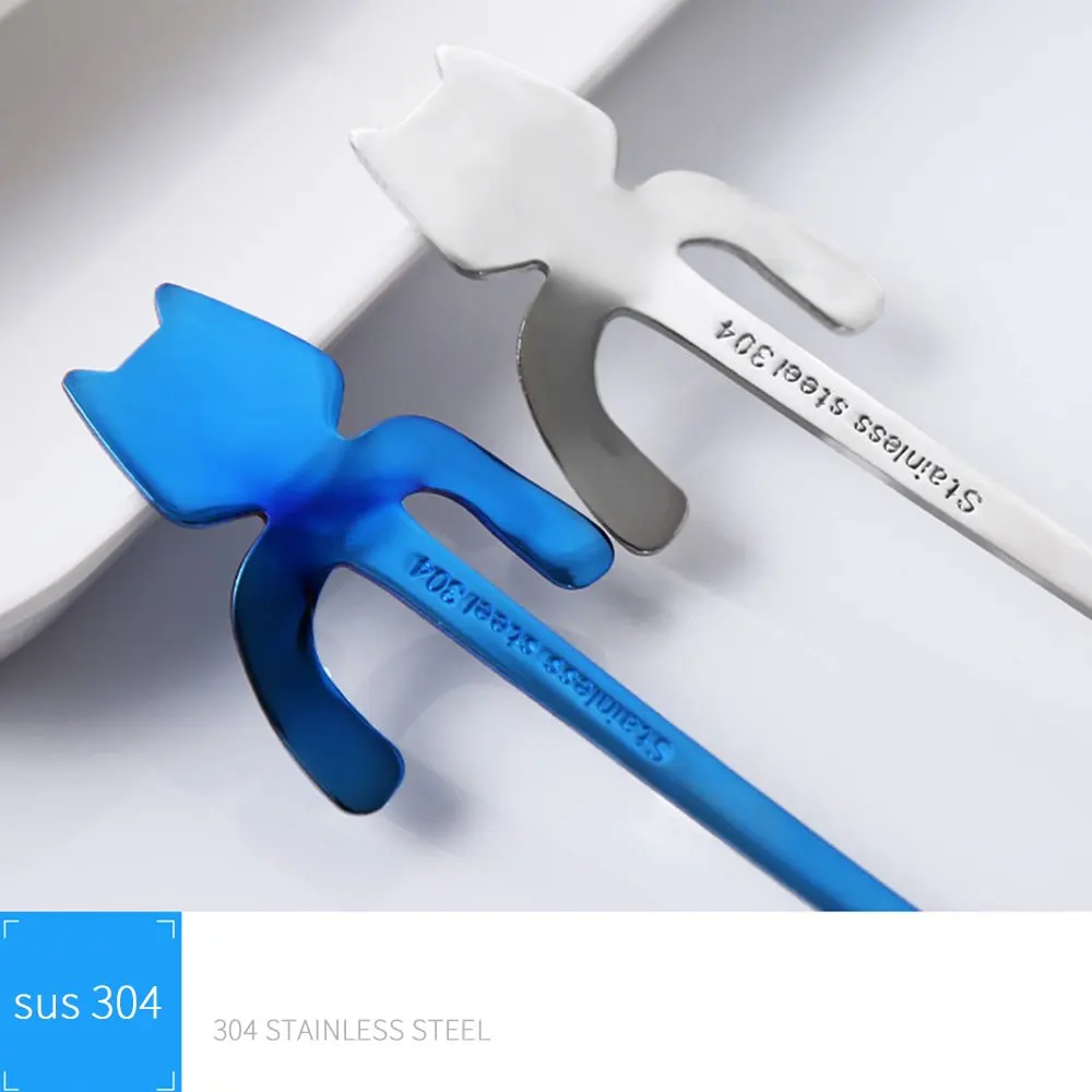 Набор прочных ложек из нержавеющей стали 18/8-Милые Ложки кошка для десерта и