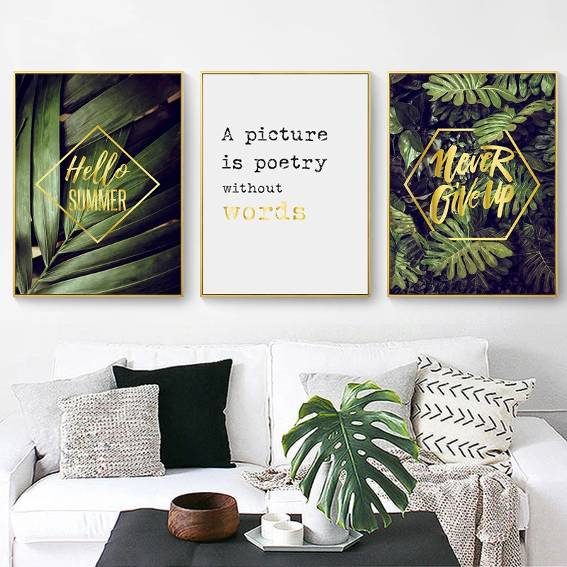 

Tropical Rain Forest Landscape Living Room Decoration Yellow Leaf Wall Poster Modern Life Poetry Letter Prints Canvas Painting