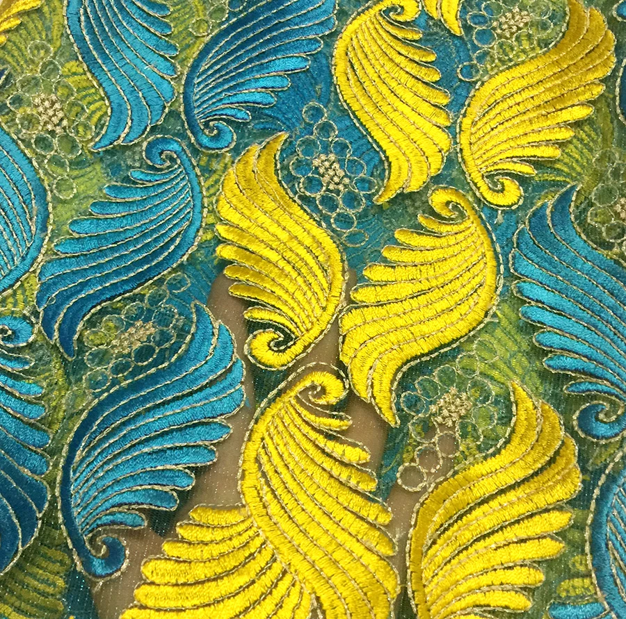 Wholesale Blue Yellow African Lace Fabric For Party Dress 5Yard/lot Embroidered French Tulle | Дом и сад