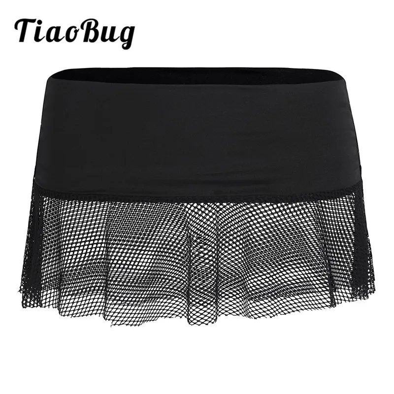TiaoBug Сексуальная Женская сетчатая мини юбка Прозрачная Юбка с низкой талией