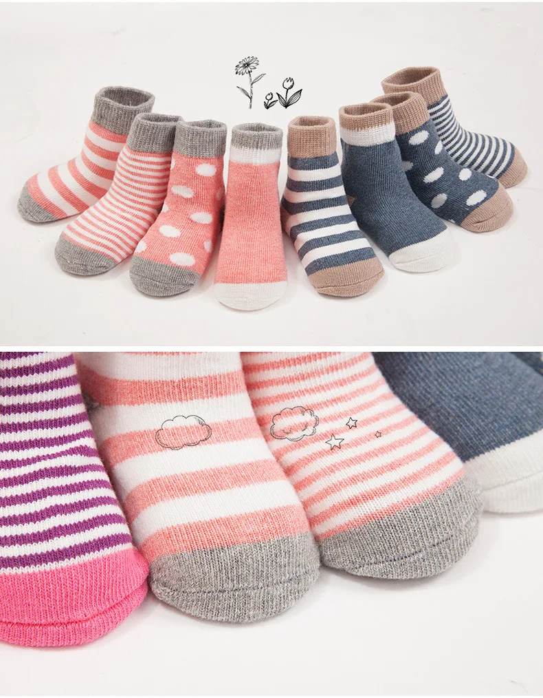 4 пары/Лот зимние теплые детские носки милые мягкие для новорожденных мальчиков и