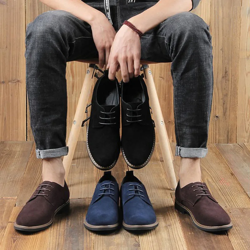 OUDINIAO Classic Suede Black Dress Casual Shoes Men British Lace Up Designer Soft Mens Large Sizes Hot Sale | Обувь