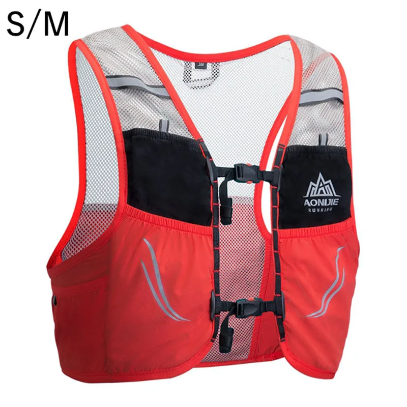 Orange Red.SM Рюкзак Trail Running Vest для мужчин и женщин легкий открытый спортивный рюкзак для пеших прогулок, велопрогулок 2.5L марафон фитнес гидратации пакет - Цвет: Orange Red.SM