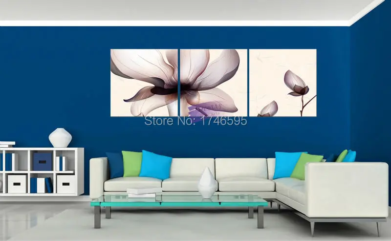 3pcs Big size modern Abstract home decorative Wall Art Picture Canvas prints dark purple flower printed Painting on | Дом и сад