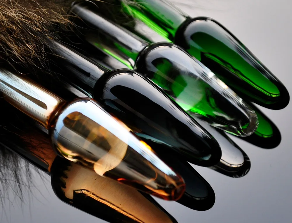 Pyrex стеклянная Анальная пробка с животным лисьим хвостом сексуальная игра для