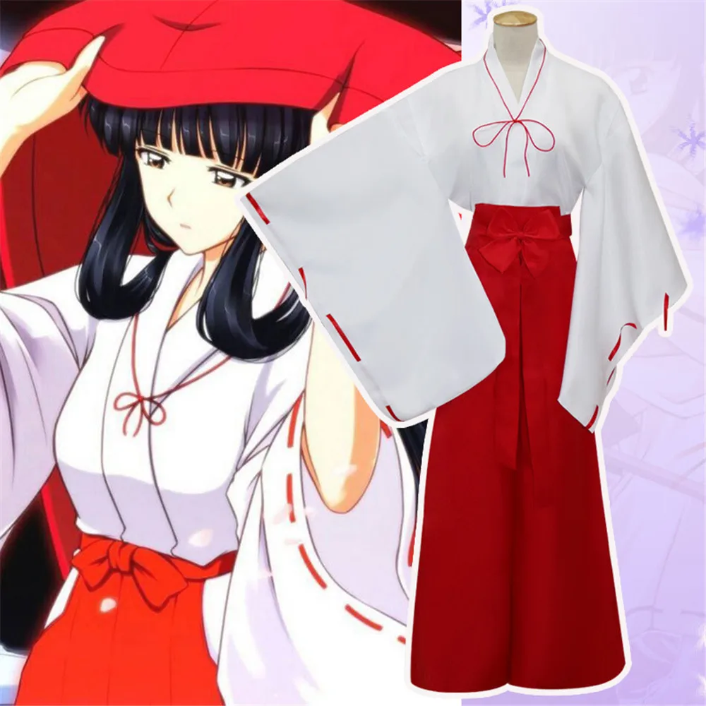 Аниме Inuyasha Kikyo кимоно полный комплект Косплей Костюм Хэллоуин костюм для женщин