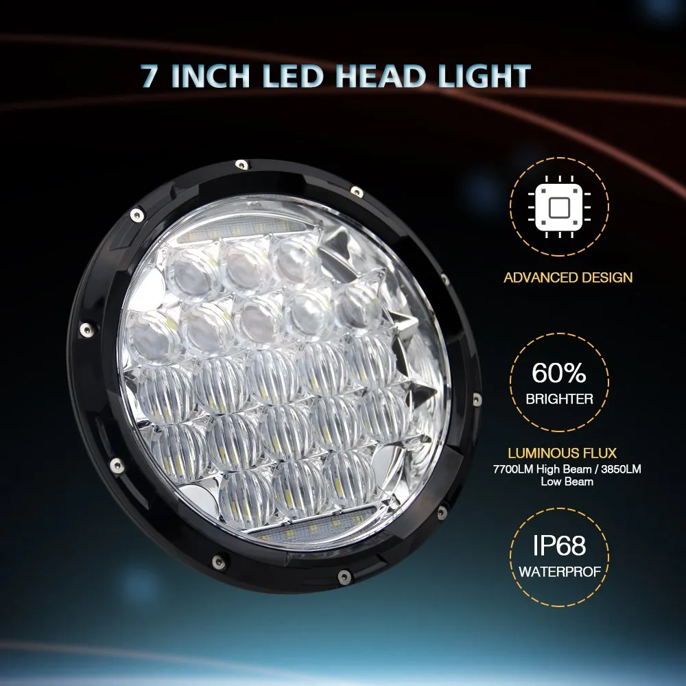 CO светильник 70 Вт 7 дюймовый головной s круглый H4 Hi Lo светодиодный Led DRL 12 в 24 В 5D