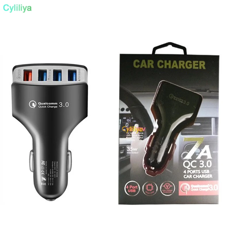 100 шт. автомобильное зарядное устройство с 4 USB портами 12 В 3 0 А|Зарядные устройства