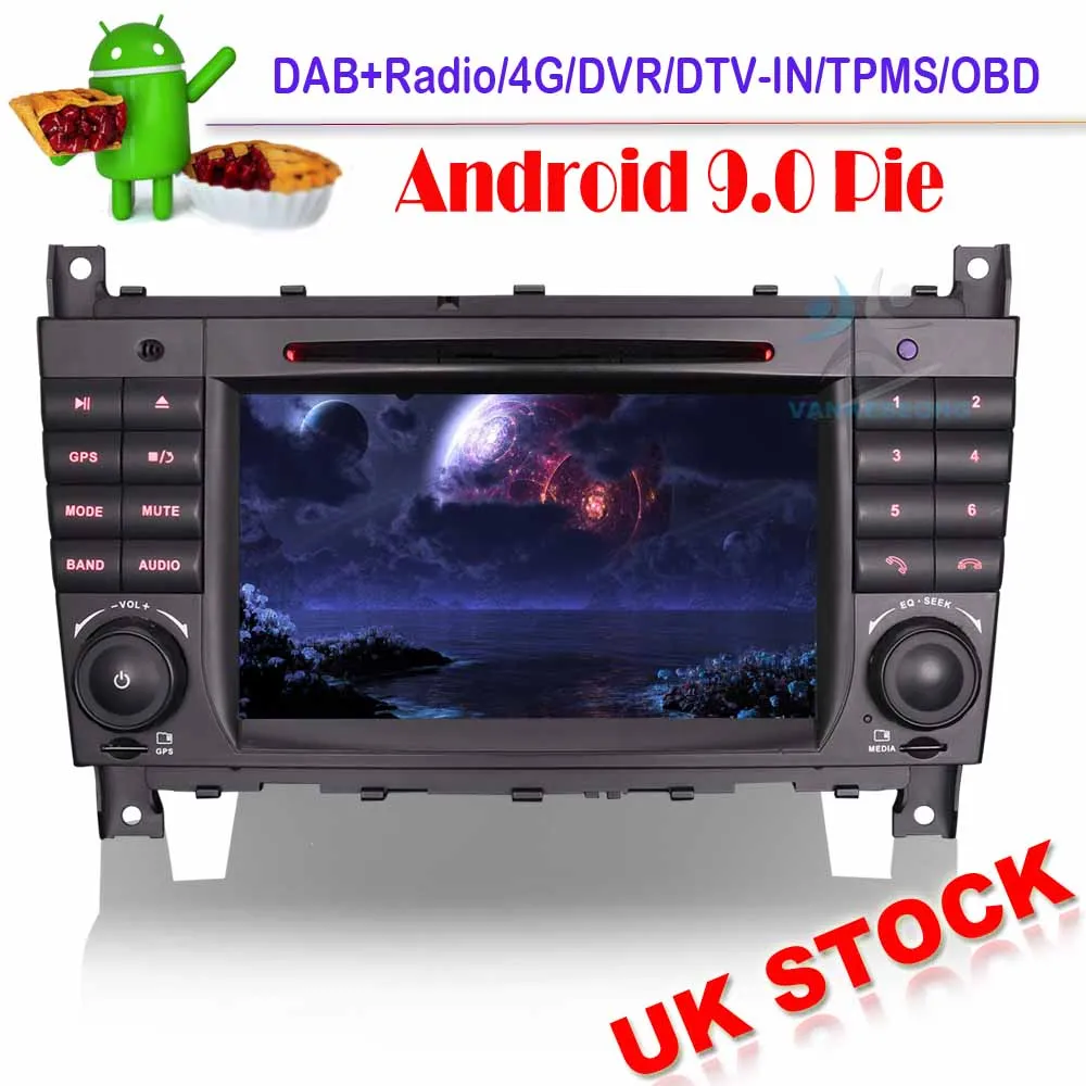 Android 9 0 автомобильный стерео GPS Sat Nav Bluetooth DAB + 4G для Mercedes C/CLC/CLK Class W203 W209 WiFi радио DVR OBD