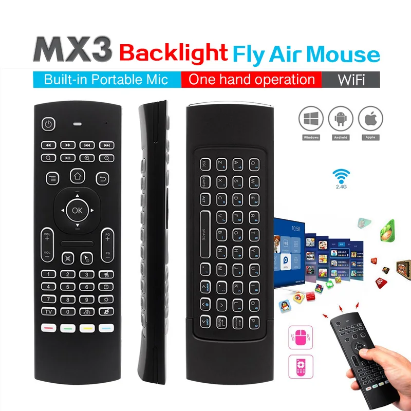 Подсветка MX3 Fly Air Mouse IR Learning английская версия Pro с подсветкой 2 4G Беспроводная