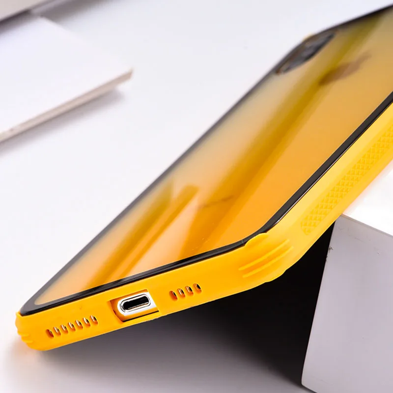 Градиентный чехол из закаленного стекла для iPhone 7 8 6 6S Plus XS XR X чехлы с рисунком Max