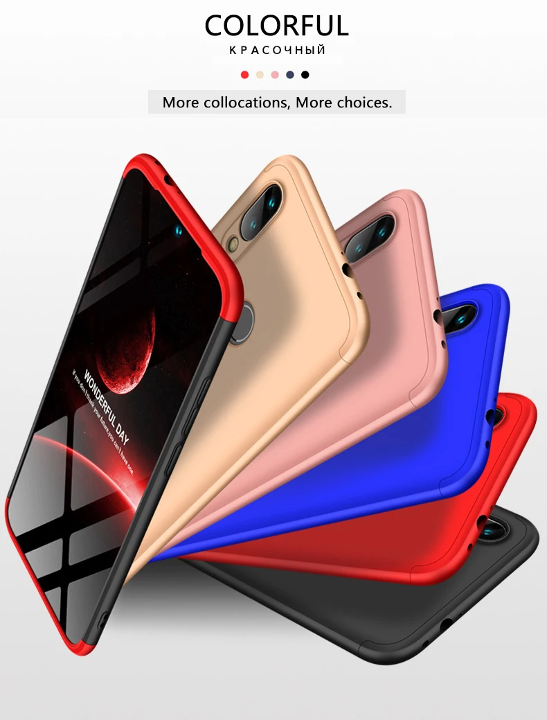 Пластиковый жесткий чехол 3 в 1 с полной защитой на 360 градусов для Xiaomi Redmi Note 7