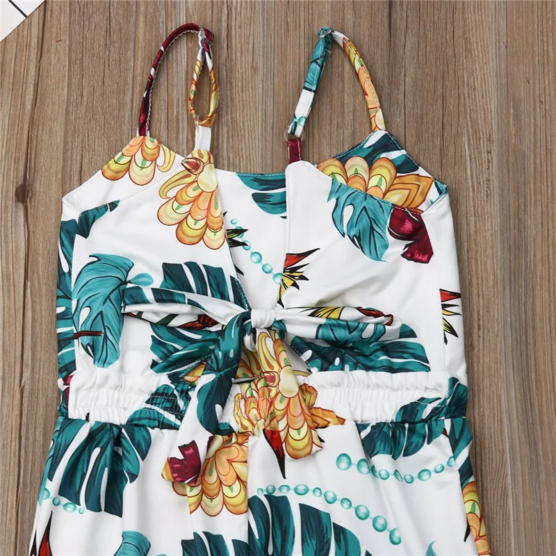 Цельнокроеный комбинезон с цветочным принтом для маленьких девочек без рукавов