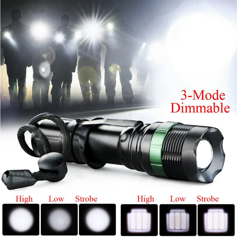 Adjustable Q5 LED Flashlight 3000 Lumens Mini Torch Lamp 3 Modes Camping Hunting Fishing Lanterna Use AAA/18650 | Лампы и освещение