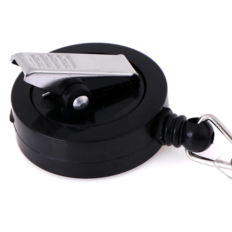 

1PCS Black Retractable Key Ring Pull Chain Reel ID Card Badge Keychain Holder Belt Clip ID Card Holder Clips