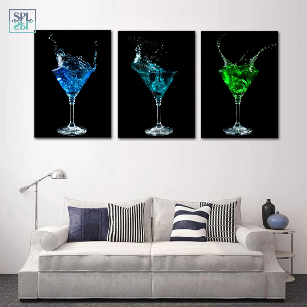 

SPLSPL Unframed Colorful Wine Cup Canvas Painting Modern Kitchen Room Decoration Wall Art Poster and Prints Picture