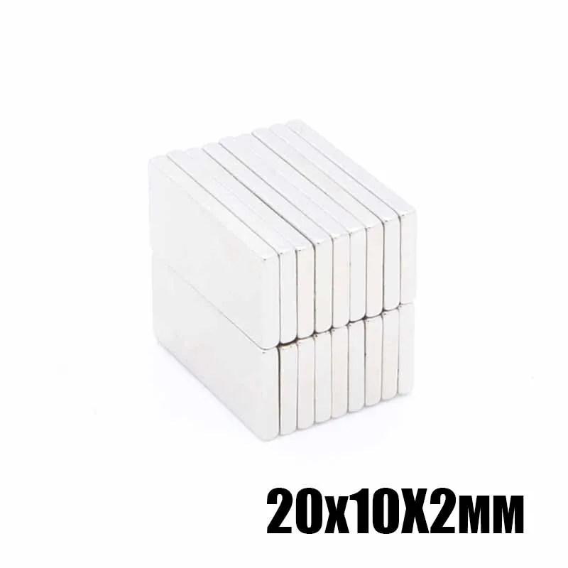 100pcs 20x10x2 mm Strong Block Cuboid Fridge Magnets Rare Earth Neodymium Bulk Sheet Mini Small Disc Magnetic Materials Home |