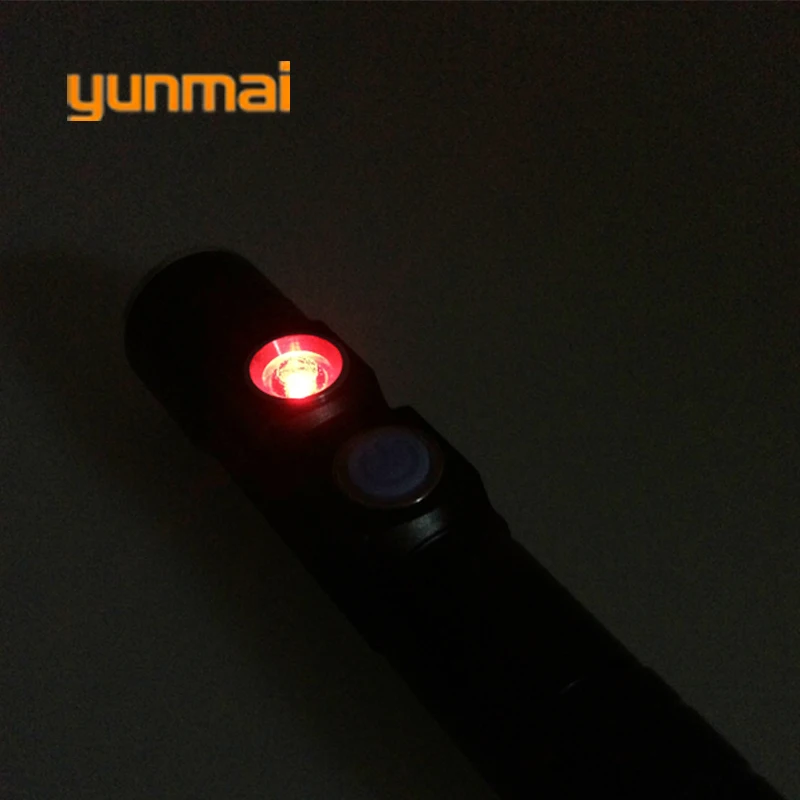 Портативный фонарик yunmai перезаряжаемый от USB Q5 + 395 ультрафиолетовый