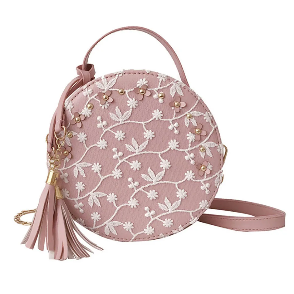 Новая корейская модная женская сумка на молнии с вышивкой и бахромой мессенджер