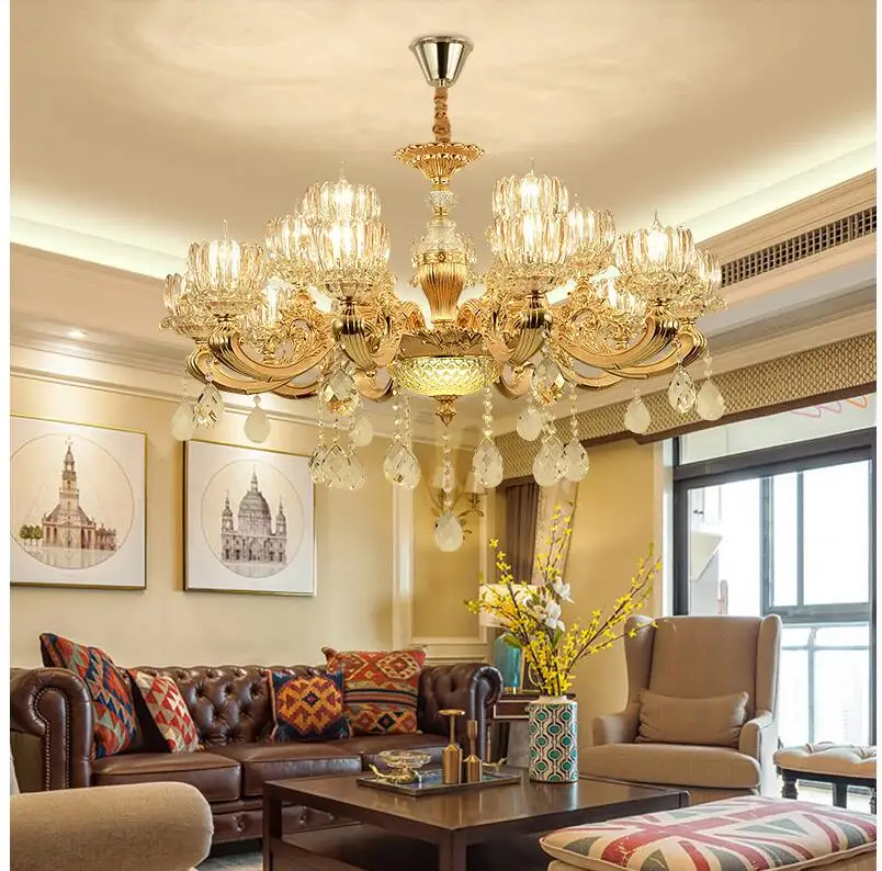 Современная Роскошная золотая хрустальная люстра классическая Хрустальная