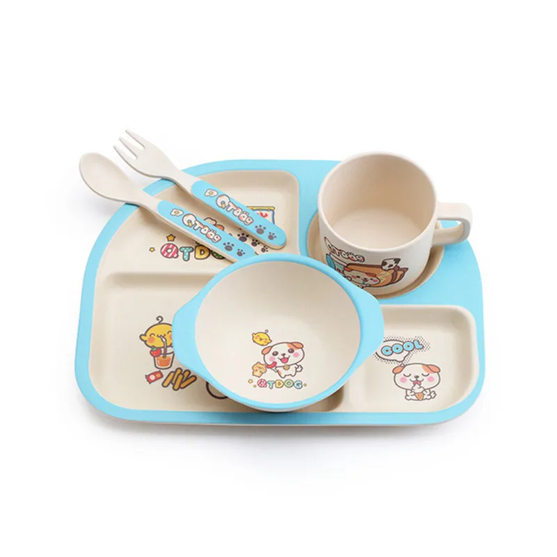 5 шт./компл. Экологически чистая детская тарелка из бамбукового волокна 4 слота