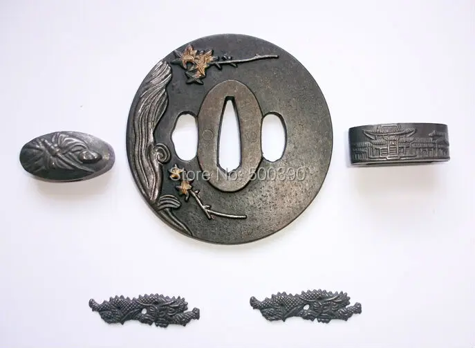 Уникальный Набор Фитингов Tsuba из сплава для японского самурайского меча Катаны с