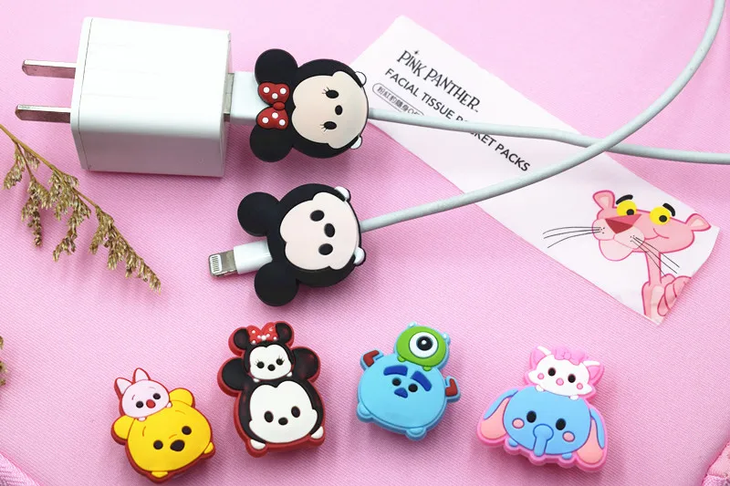 Мультфильм USB органайзер для кабеля зарядного устройства кабель протектор для iPhone наушников линия передачи данных Защита для samsung huawei xiaomi