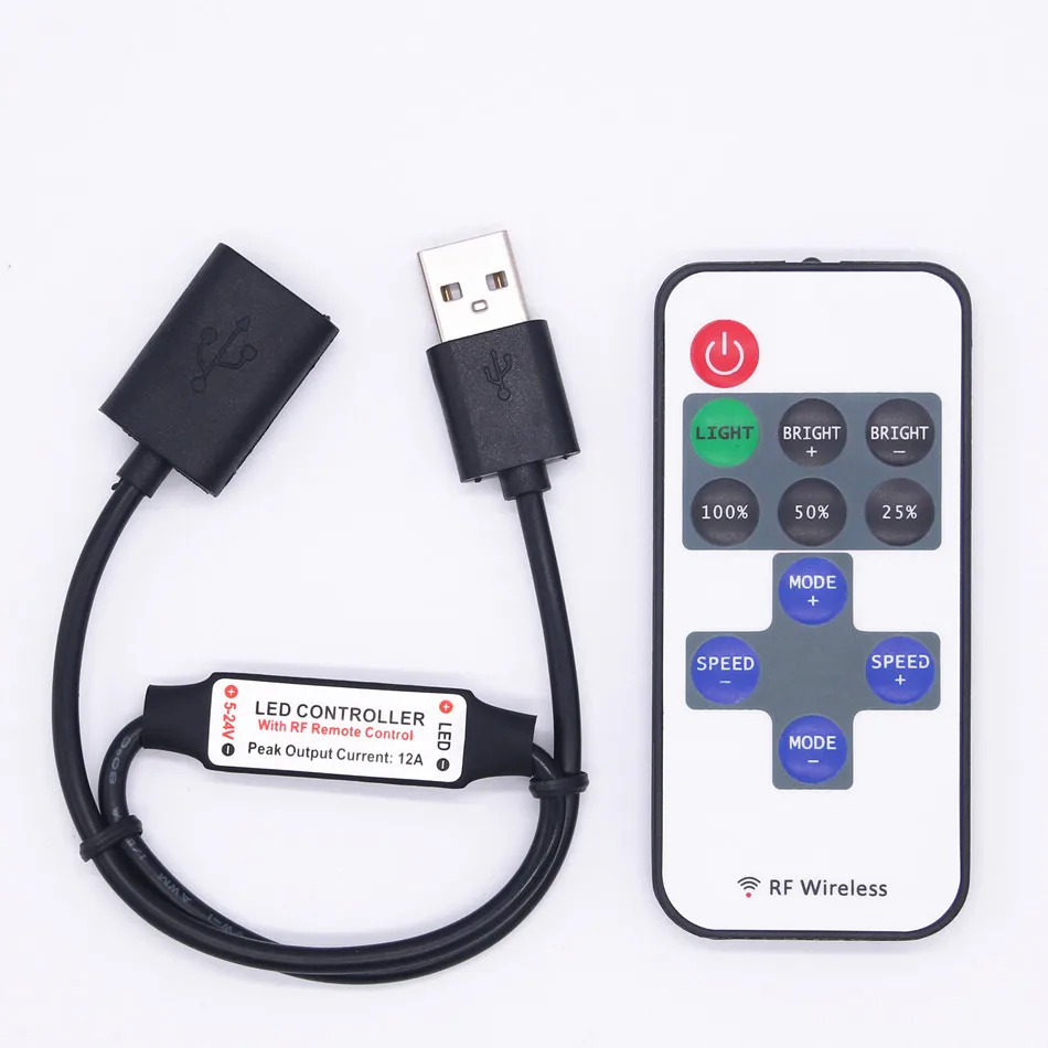 Mini USB 5V RF Wireless LED Controller Dimmer Remote Control For String and Single Color Strip 5050 2835 5630 | Освещение