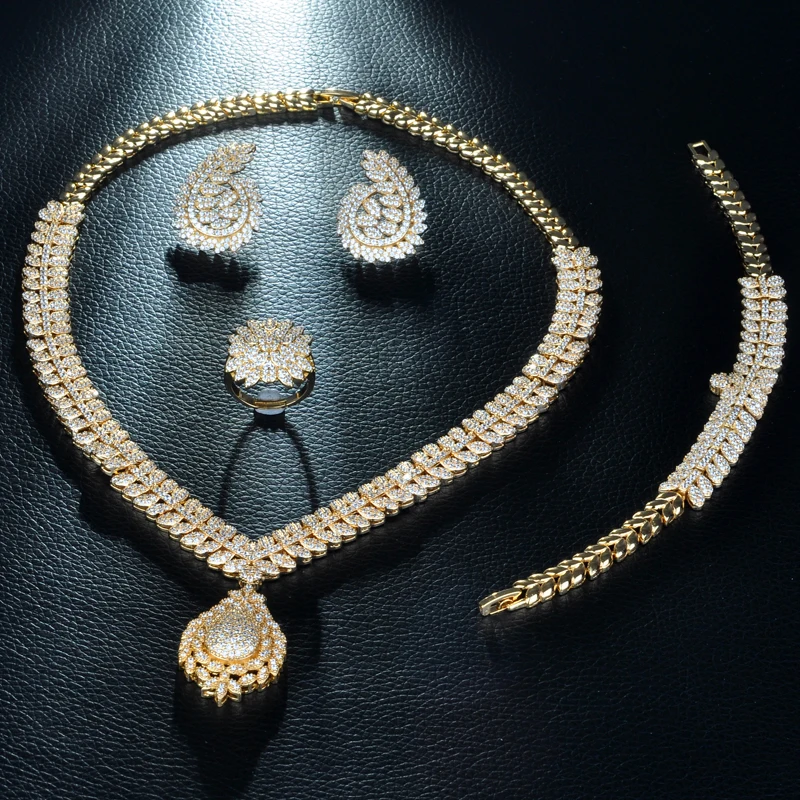 Be 8 Wedding Jewelry Accessories Fashion Nigerian Set for Women Leaf Design Pendant Gold Color Brand Sets S249 | Украшения и