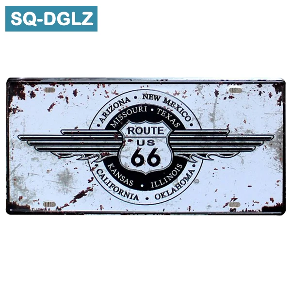 [SQ-DGLZ] Hot Route 66 номерной знак Магазин Бар Украшение стены оловянный знак винтажный металлический знак домашний декор живопись таблички плакат - Цвет: 0010