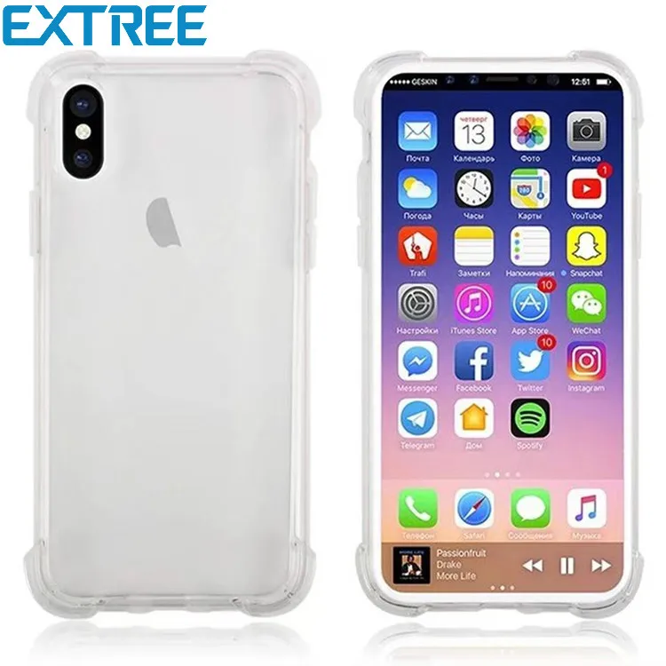 EXTREE чехол для iPhone Onex толстый прозрачный Apple X одноцветное мягкий Полный связаны