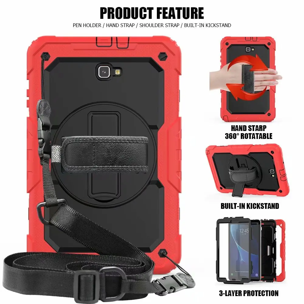 For Samsung Galaxy Tab A 10.1 2016 T580 T585 SM-T580 SM-T585 Case Shockproof Kids Kickstand Silicone Rubber Armor Cover+pen
