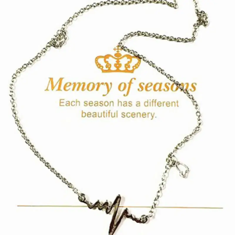 

1pc Women Simple Wave Heart Necklace Chic Pulse Pendant Alloy Necklace heart necklace