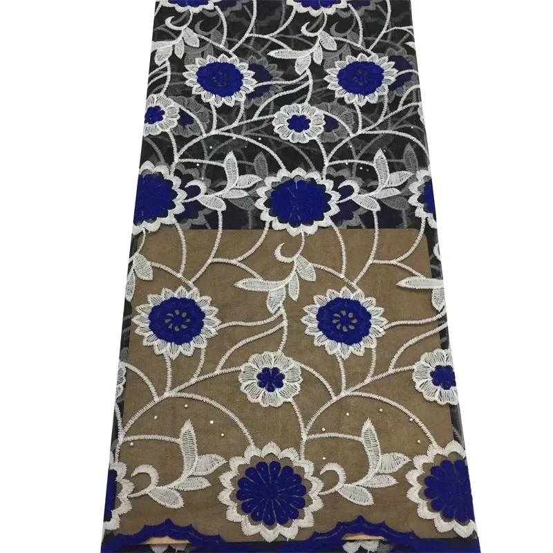 Недорогая африканская фиолетовая кружевная ткань с камнями швейный материал