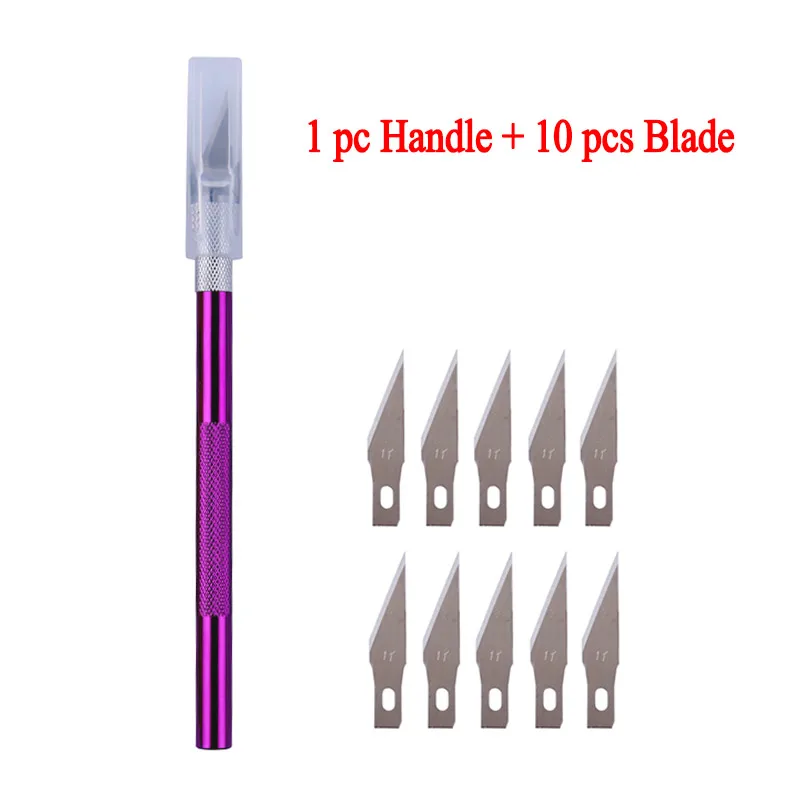 Purple 11 IN 1 11 в 1 работа режущие ножи хобби скульптурный гравировальный нож набор для фруктов еда DIY Искусство ремесло Рисование скальпель резьба нож - Цвет: Purple 11 IN 1