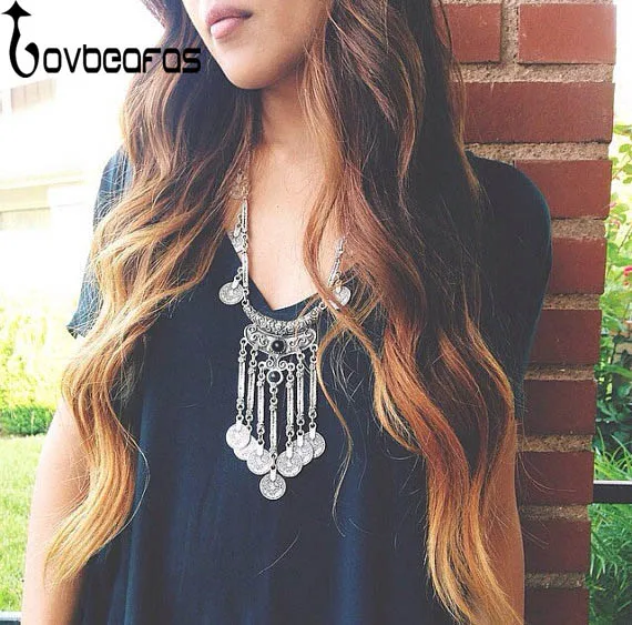 Lovbeafas модные браслеты Длинное колье Femme Bijoux(украшения своими руками) длинное массивное Цепочки и ожерелья Винтаж Gypsy с монетами, в стиле бохо кисточкой Цепочки и ожерелья Для женщин ювелирные изделия