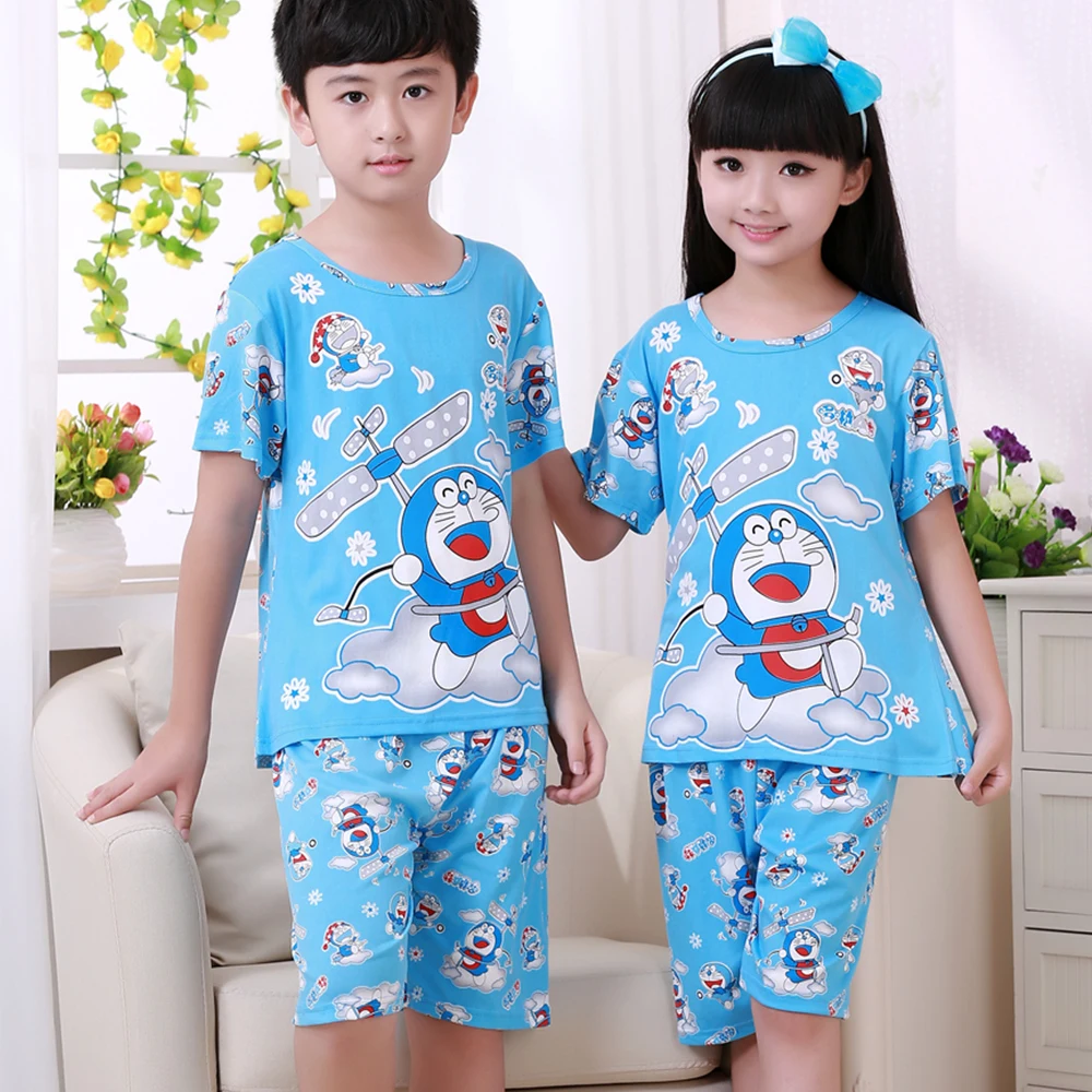 Детский пижамный комплект летняя Пижама с коротким рукавом для мальчиков и